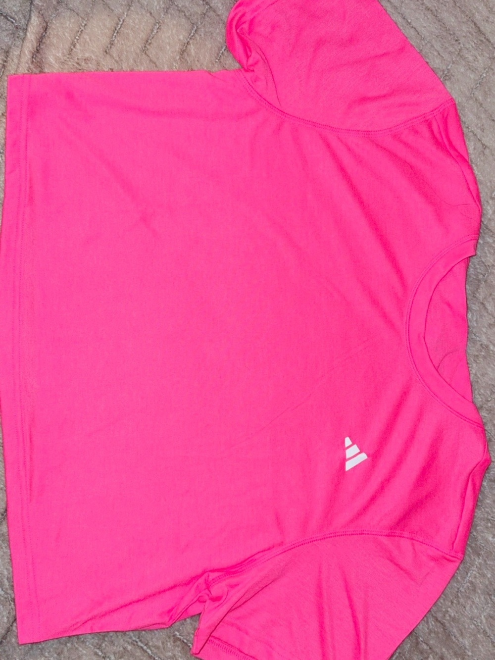 adidas Neon Pink Cropped Athletic Tee - Picture 9 of 16